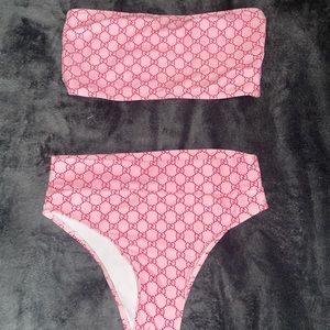 Pink Gucci Print Bathing suit